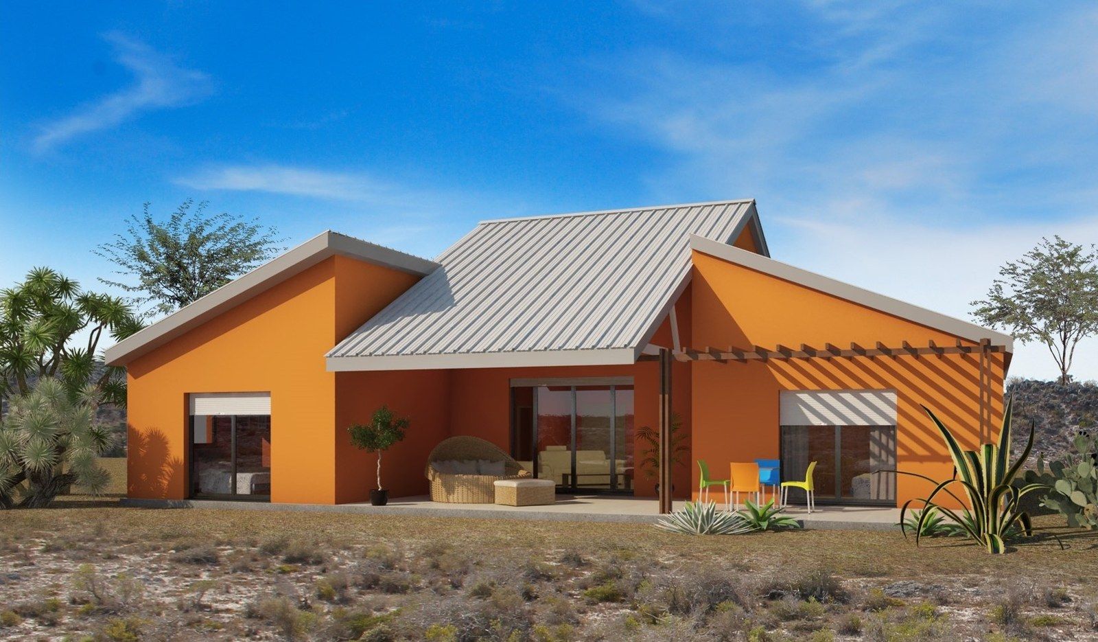 Concept Sud: ochre house, side view